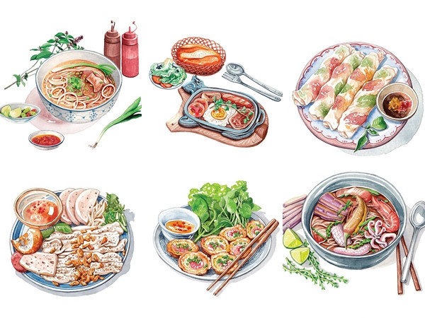 Ngắm nhìn món ngon Việt phiên bản màu nước khiến bạn chỉ muốn tìm để thưởng thức ngay!