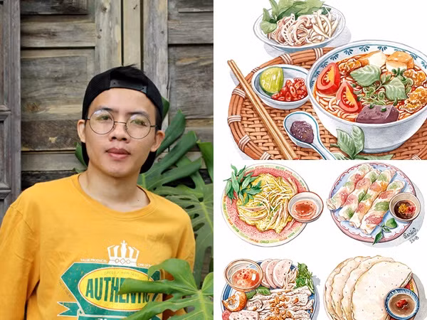 Chàng trai 9X đam mê "nấu ăn trên giấy" với hơn 200 bức vẽ về món ăn Việt Nam