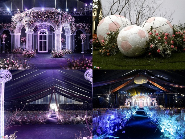 Rạp cưới "Lâu đài cổ tích" phủ kín sân bóng quê nhà Duy Mạnh
