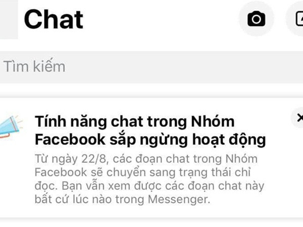 Facebook thông báo bỏ tính năng chat nhóm?