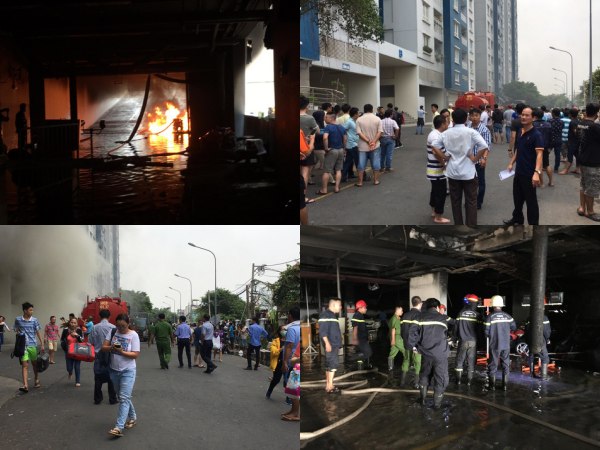 Chung cư Carina Plaza lại bất ngờ bùng cháy trở lại khiến nhiều người dân hoảng loạn