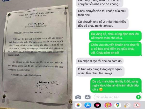 Nghỉ học kéo dài vì virus corona, loạt thông báo giảm tiền thuê trọ khiến sinh viên ấm lòng