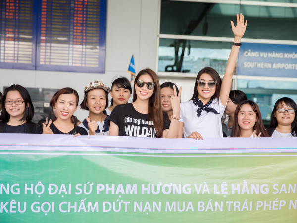 Hoa hậu Phạm Hương và Á hậu Lệ Hằng lên đường sang Kenya kêu gọi bảo vệ loài voi