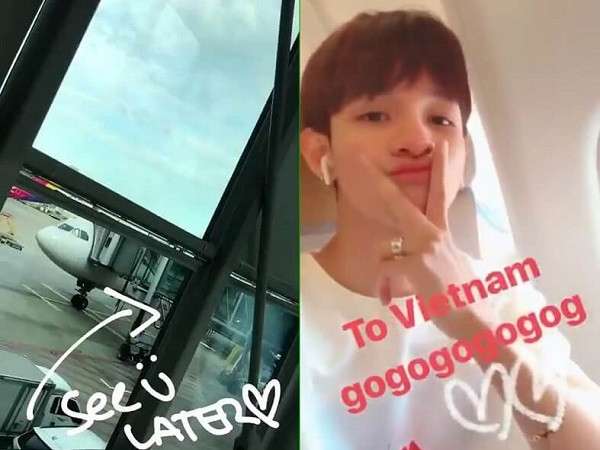 Vừa hạ cánh xuống Việt Nam, Samuel đã chọn bể bơi làm địa điểm livestream