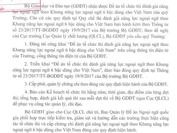 4 trường được công nhận tổ chức thi đánh giá năng lực ngoại ngữ trở lại