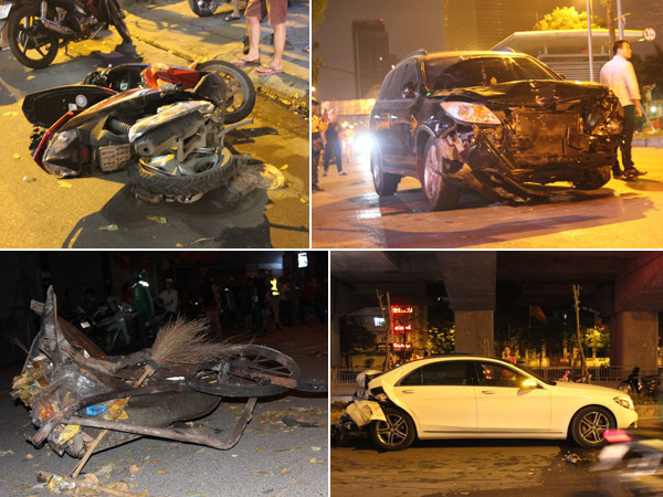 Hiện trường tan hoang vụ “xe điên” tông hàng loạt người và phương tiện trên phố Hà Nội