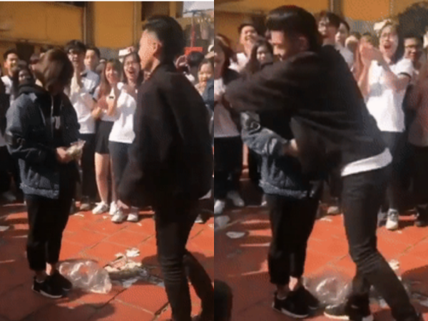 Cô gái dũng cảm nhất "Vịnh Bắc Bộ" khi tỏ tình với "crush" giữa sân trường trước thềm Valentine