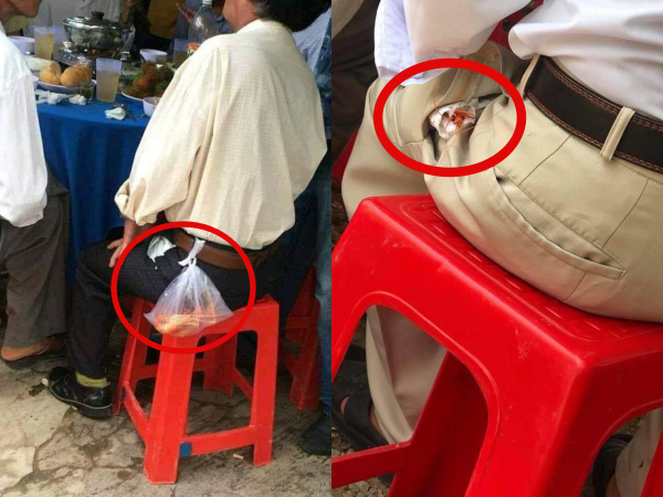 Hình ảnh con tôm gói túi nilon buộc sau quần và dòng chia sẻ khiến dân mạng bật khóc