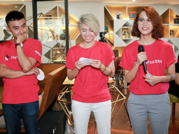 Diễn viên An Nguy, Alex cổ vũ Rocker Nguyễn thử giày cao gót phá bỏ định kiến giới