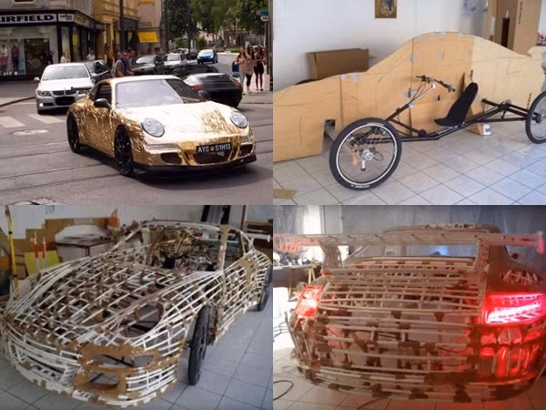 Nhìn qua tưởng siêu xe đắt đỏ, ai ngờ là xe đạp 4 bánh hóa trang