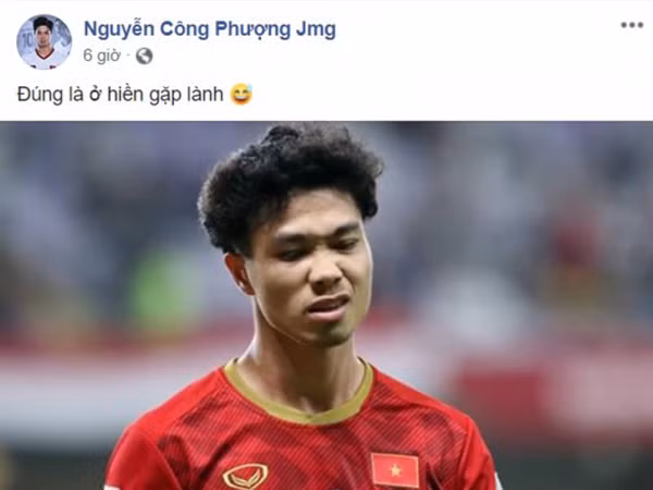 Hay tin đội tuyển vào vòng 1/8, Công Phượng đăng trạng thái: "Đúng là ở hiền gặp lành"