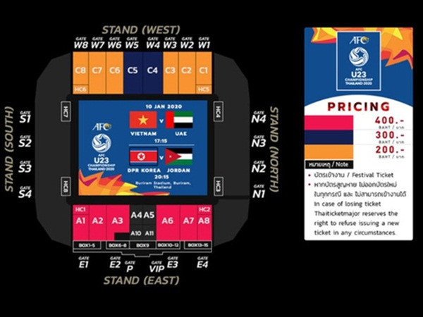 Vé xem U23 Việt Nam đấu UAE ở AFC Cup 2020 cao nhất hơn 300.000 đồng