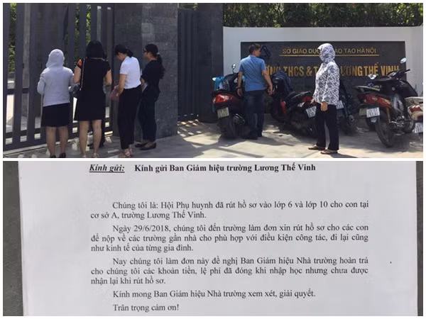 Phụ huynh kí đơn tập thể: Trường Lương Thế Vinh vẫn không trả phí tuyển sinh