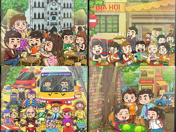 Có một Hà Nội sống động và rực rỡ trong những bức tranh dễ thương thế này đây!