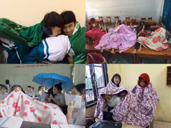 Muôn kiểu "ứng phó" thời tiết mùa Đông của teen: Đem chăn bông vào lớp, quấn khắp người khi đạp xe