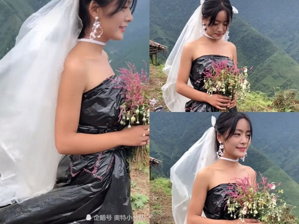 Không có tiền thuê váy cưới, cô dâu mặc... túi rác đen trong ngày trọng đại