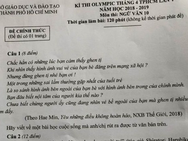 “Ghen tị với người khác trên mạng xã hội” vào đề Văn
