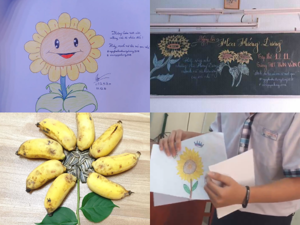 Tham gia phong trào hoa hướng dương, cậu bạn chỉ mất 5 phút để vẽ xong 1 "kiệt tác"