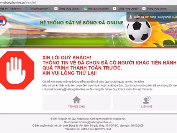 Vé trận Việt Nam - Philippines bán online: 25.000 vé hết sạch sau 2 phút, trang không thể truy cập