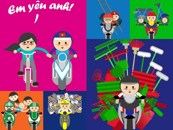 Ngắm xe máy Việt Nam "không gì không thể chở" qua nét vẽ hài hước của họa sĩ Philippines 