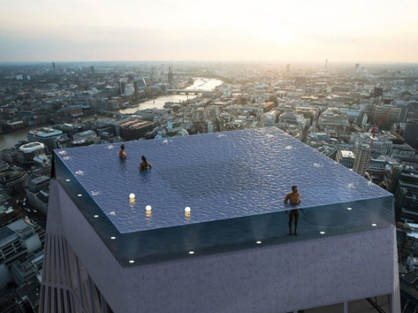 Bể bơi 360 độ vô cực trên nóc cao ốc khiến mọi người "đau đầu": Ơ vào bằng lối nào?