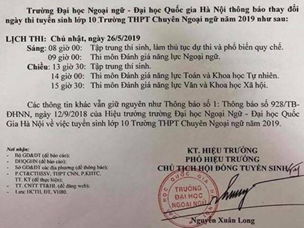 Thời gian, điều kiện thi vào lớp 10 THPT chuyên ngoại ngữ năm 2019