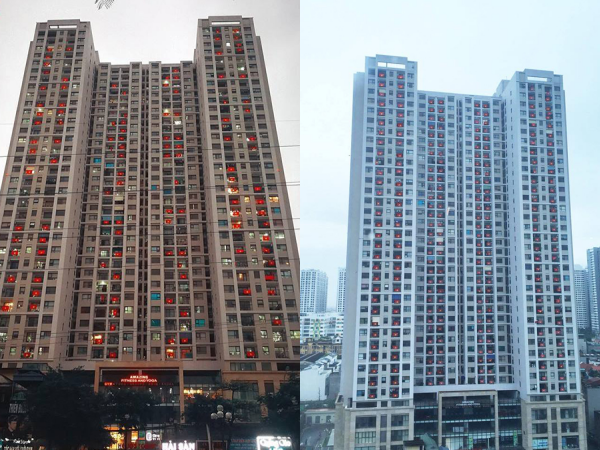 Cả tòa chung cư đồng loạt treo Quốc kỳ nhân dịp 30/4 gây sốt cộng đồng mạng