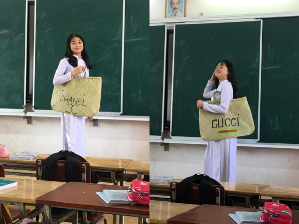 Nữ sinh biến giỏ đi chợ thành túi xách "hàng hiệu" khiến cư dân mạng "cười ra nước mắt"