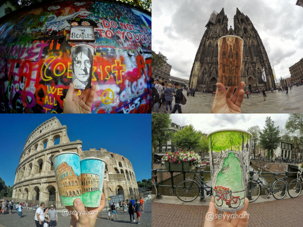 Đi du lịch khắp thế giới cùng chàng họa sĩ người Thổ Nhĩ Kỳ chỉ với... chiếc cốc giấy