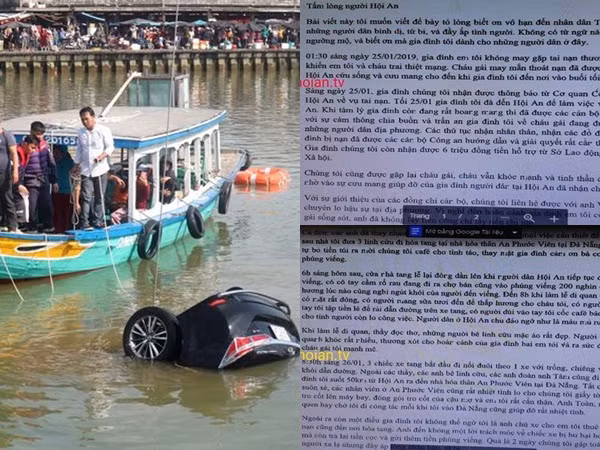 Vụ ô tô lao xuống sông Hoài: Xúc động bức thư gửi người dân Hội An