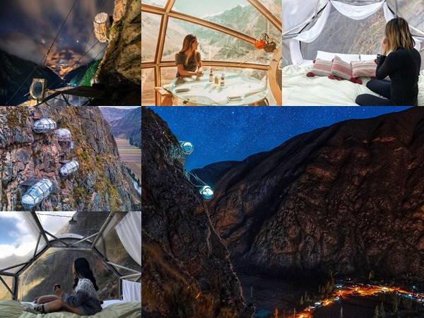 Thách thức lòng can đảm của du khách với khách sạn lơ lửng trên núi