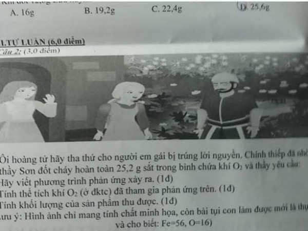 "Chất" như giáo viên dạy Hóa, ra đề bắt "trend": "Hoàng tử hãy tha cho người em gái trúng lời nguyền…"