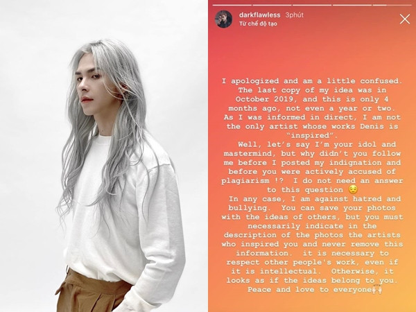 Denis Đặng xin lỗi chủ tài khoản Instagram nước ngoài về việc "mượn ý tưởng" nhưng bị phản bác không ngờ