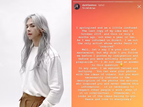 Denis Đặng xin lỗi chủ tài khoản Instagram nước ngoài về việc "mượn ý tưởng" nhưng bị phản bác không ngờ