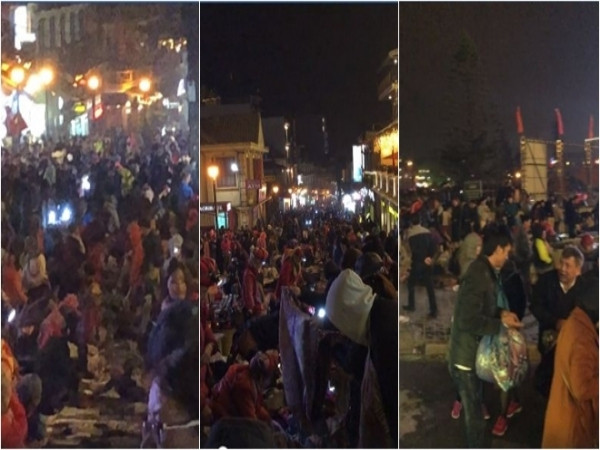 Choáng váng cảnh thị trấn Sa Pa ken đặc người dịp cuối tuần, quanh nhà thờ không còn 1 khoảng trống