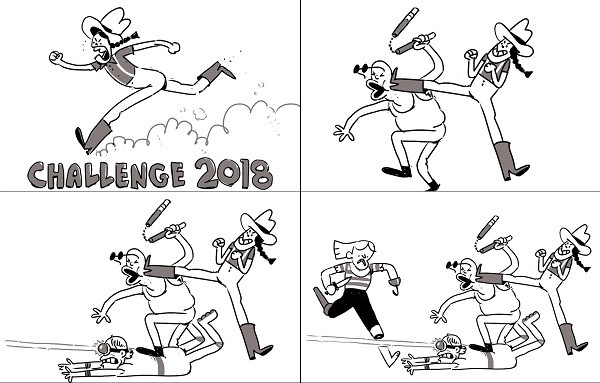 Họa sĩ thử thách chính mình bằng cách mỗi ngày vẽ thêm một nhân vật vào bức tranh… đánh lộn!