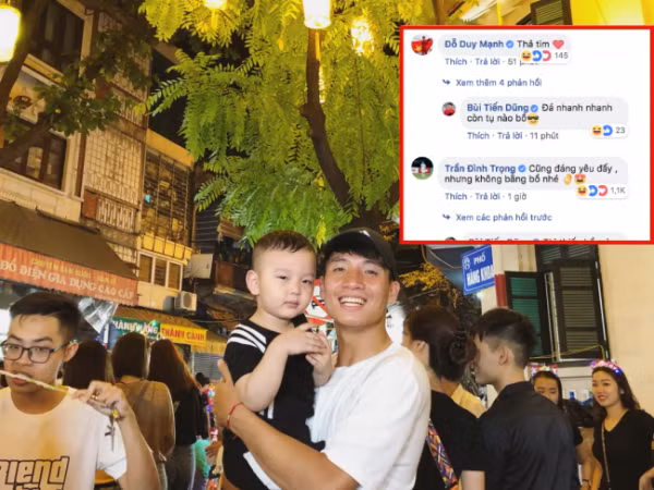 Đình Trọng ghen với cả em bé được Bùi Tiến Dũng bế khi đi chơi đêm Trung Thu