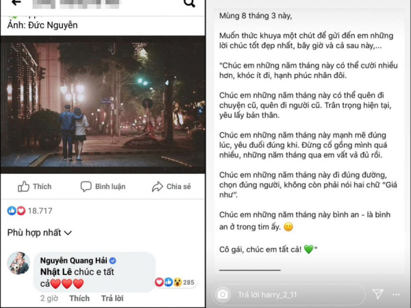 Thiếu gia Harry Hưng gây xôn xao khi đăng bài chúc 8/3 "na ná" lời Quang Hải dành tặng Nhật Lê
