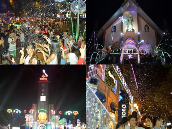 Người dân nườm nượp xuống đường, đổ về các nhà thờ ở trung tâm đón không khí Noel