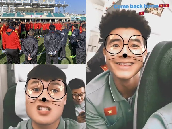 Tiến Dũng, Hoàng Đức khoe ảnh được fan tặng hoa, chào đón ở sân bay