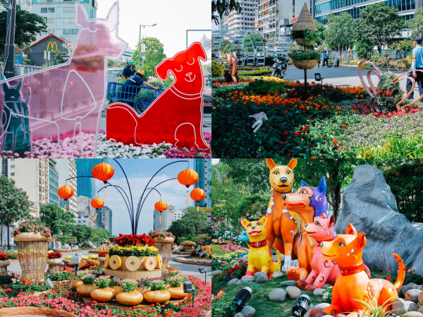 TP.HCM: Linh vật chó Phú Quốc tràn ngập, đường hoa Nguyễn Huệ tất bật trước giờ khai mạc