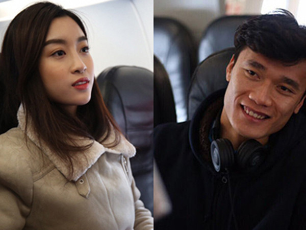 Hoa hậu Mỹ Linh ngồi cùng chuyến bay với tuyển U23 về Việt Nam