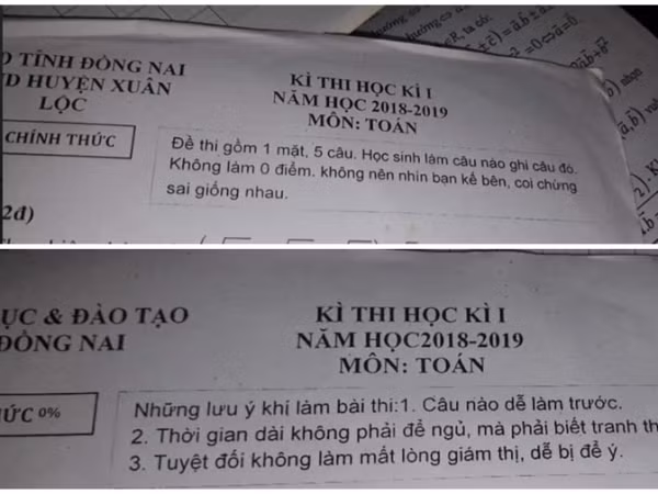Ghi chú đề thi vừa hài hước vừa tâm lý của thầy giáo khiến dân mạng gật gù tán thưởng