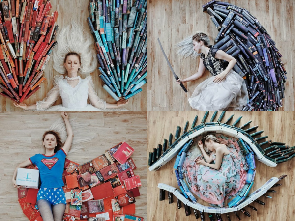 Quá mê sách, cô nàng làm bộ ảnh "phiêu" cùng tủ sách cực nghệ