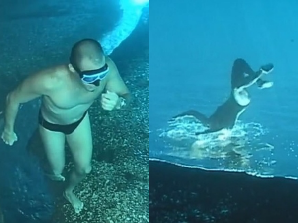 Clip khiến dân mạng tranh cãi: Thanh niên đang đi bộ dưới đáy biển thì lại nhảy tiếp xuống biển?