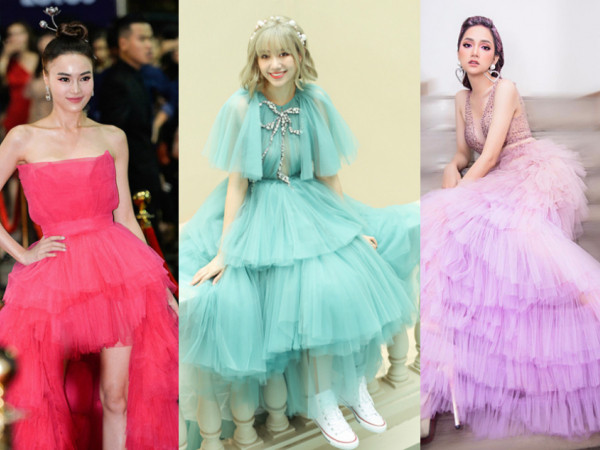 Đã là con gái, cho dù là các sao trong showbiz, đều thích kiểu váy xếp tầng công chúa