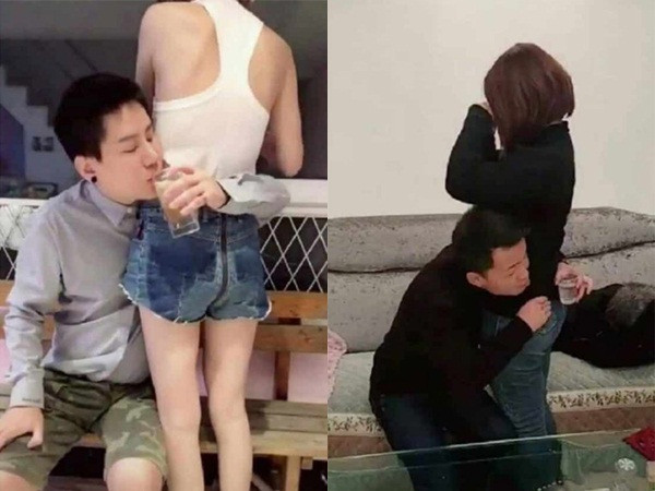 Giới trẻ Trung Quốc rộ trào lưu vòng tay qua eo gái trẻ uống nước