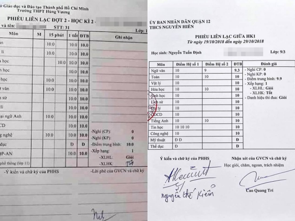 Bảng điểm toàn 10 của "con nhà người ta", phụ huynh nhắc tên con ở bình luận để "dằn mặt"