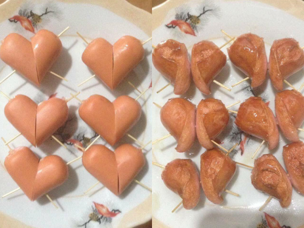 Khi bạn hí hửng làm xúc xích trái tim cho người yêu ăn và cái kết