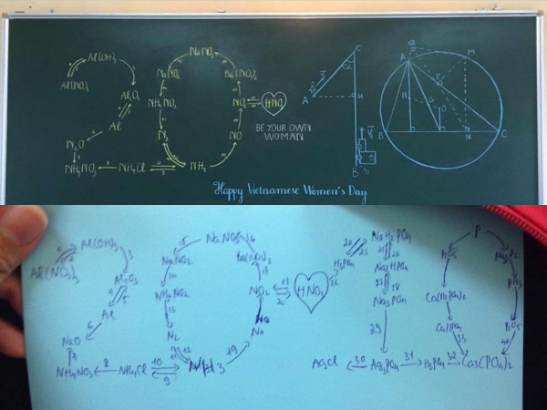 Nam sinh viết phương trình Hóa học kết hợp Toán tặng bạn nữ dịp 20/10 khiến dân mạng xuýt xoa